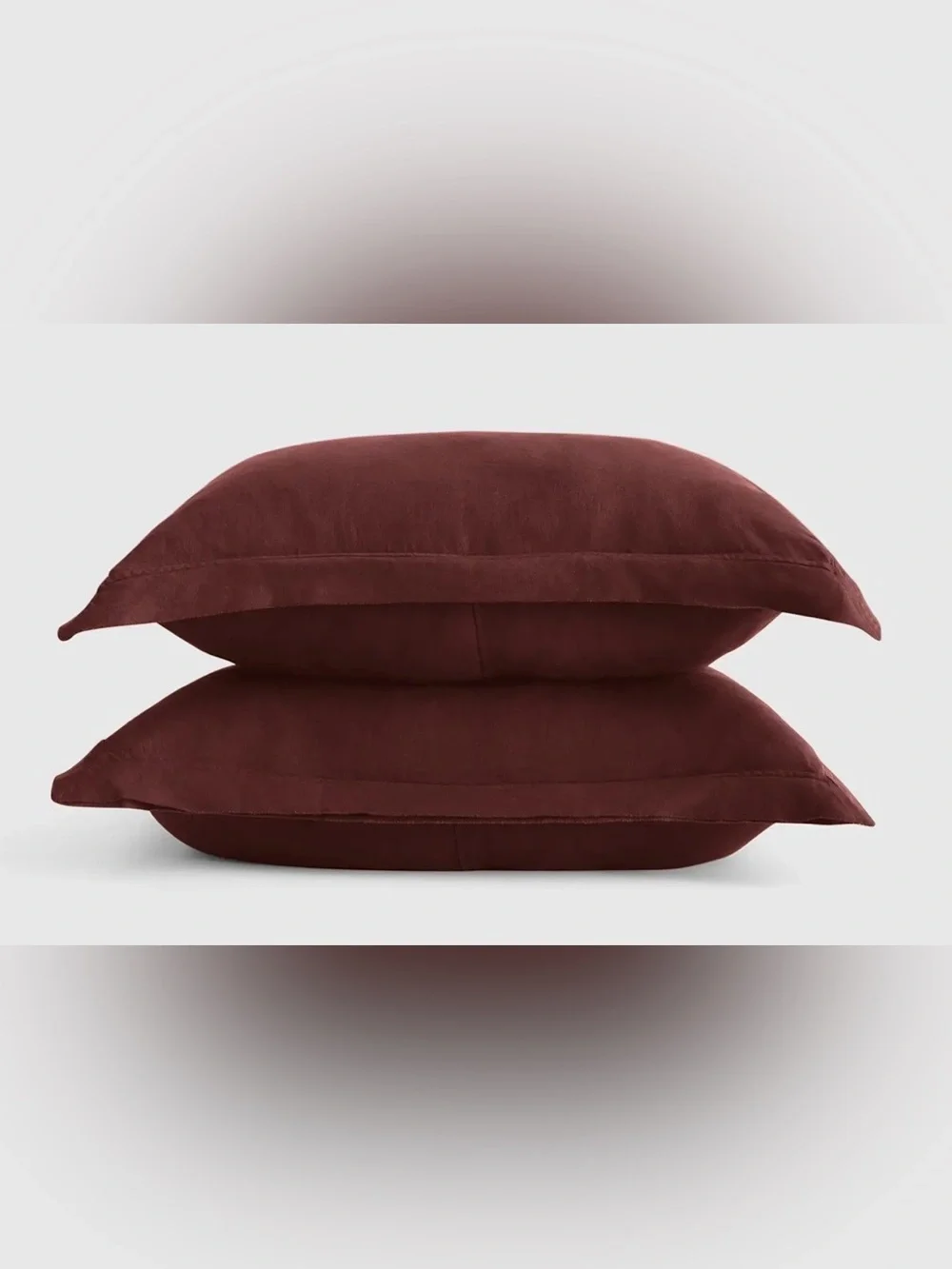 Quince European Linen Double Flange Sham Set, Standard (Burgundy)